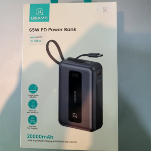 USAMS 65W PD Power Bank 20000mAh Con Carga Rápida Y Pantalla Digital