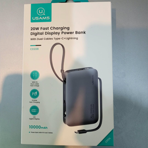 USAMS CD228 Power Bank 10000mAh 20W Fast Charging With Dual Cables